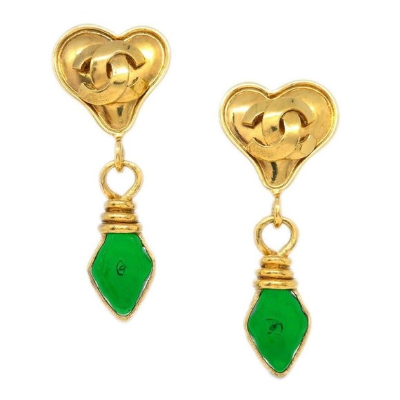 Chanel Gripoix Heaart Earrings Clip-On Gold - Picture 1 of 4